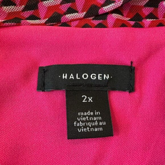 Halogen Pink Geometic Sleeveless Career Plus Size‎ Top, 2X - Picture 4 of 7